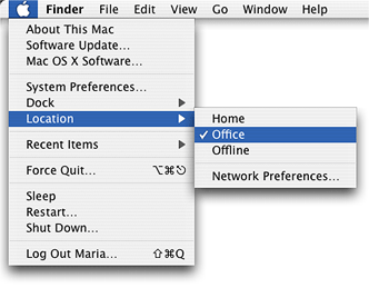 A location in the Apple menu