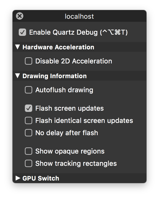 Quartz Debug options