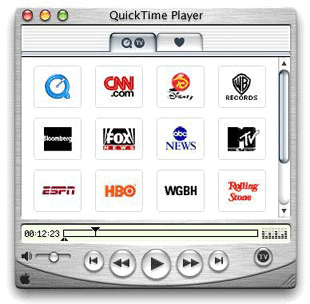 Mac OS X version of QuickTime Player with  Aqua user interface