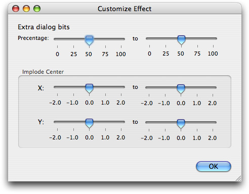 A dialog box after incorporation of a custom effect control.