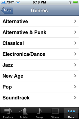 A table view in the plain style (no section header or footer)