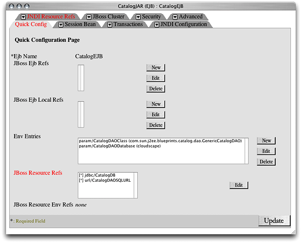 The Quick Config pane of a component’s configuration window