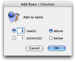 Adding multiple table rows or columns
