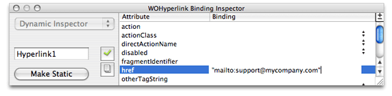 The WOHyperlink Binding Inspector