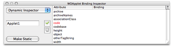 The WOApplet Binding Inspector