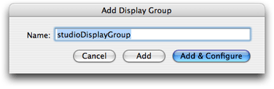 The Add Display Group panel