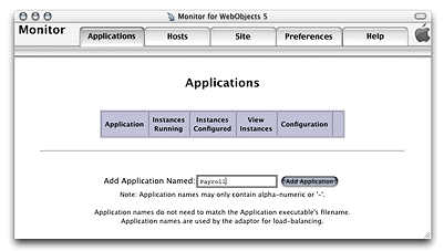Adding an application using Monitor’s Applications page