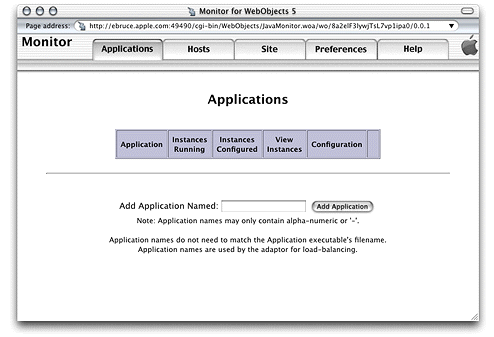 JavaMonitor—empty Applications page