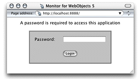Login page displayed by Monitor on a password-protected site