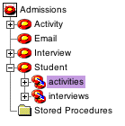 The activities relationship in the Student entity