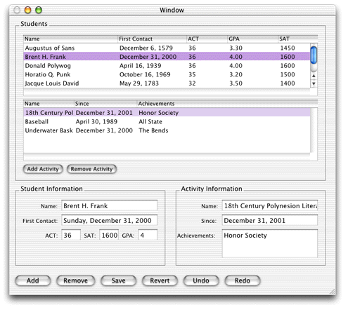 Complete widget set for the master-detail interface