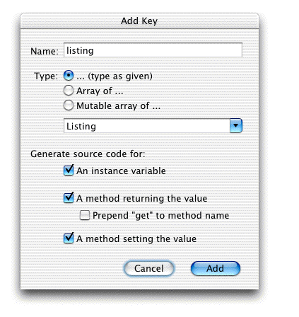 Add key window in WebObjects Builder
