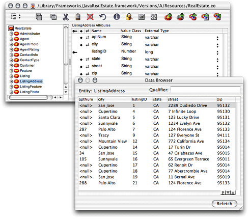 ListingAddress entity defined in the RealEstate data model