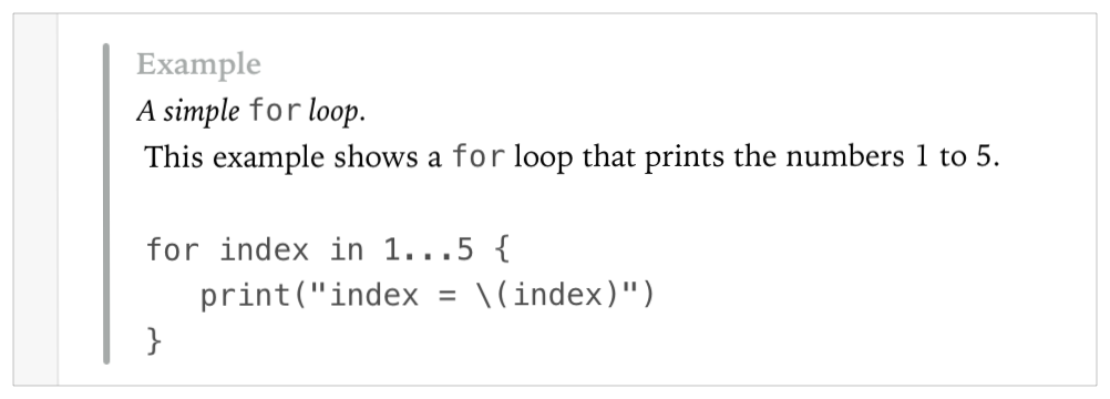 Markup Formatting Reference: Code Block