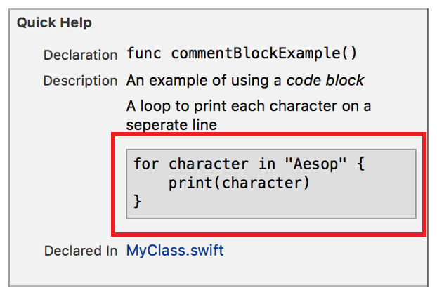 Markup Formatting Reference: Code Block