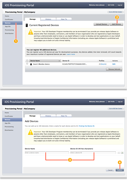 Adding a Device ID to Your Development Team