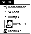 Figure 1. Menu Containing a 'SICN', an 'ICON', and a Reduced 'ICON'.