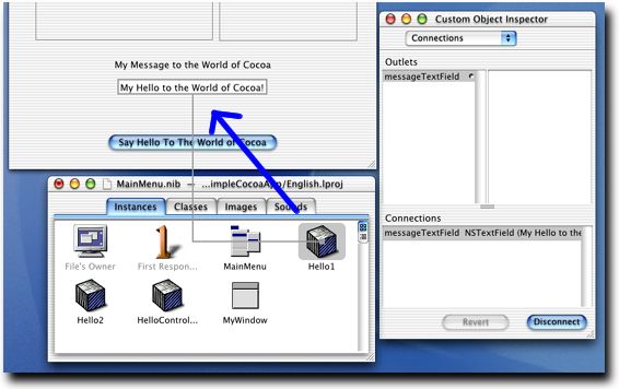 Hello1 and the NSTextField