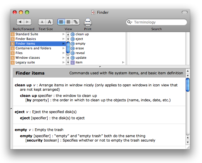 Figure 1, Part of the Finder dictionary.