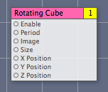 The Rotating Cube clip in the workspace