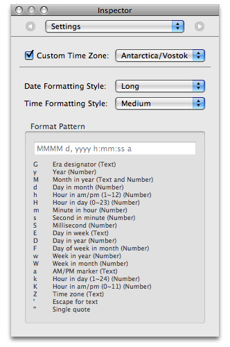 The Settings pane for the Date Formatter patch