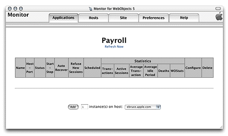 The application detail page