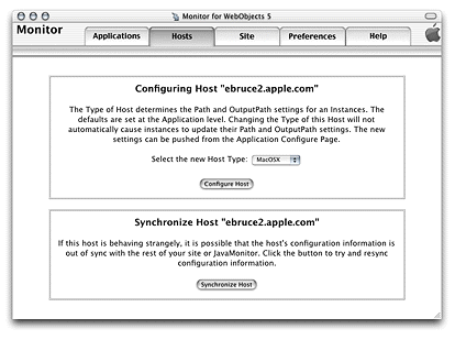 Host configuration page