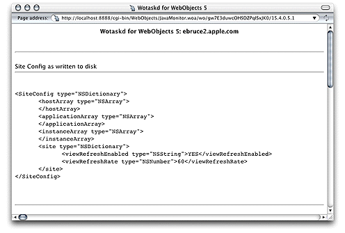 Host configuration information page