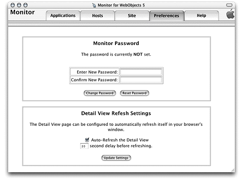 The preferences page