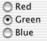 Radio buttons with green option selected