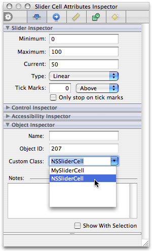 Setting the custom cell class of a control