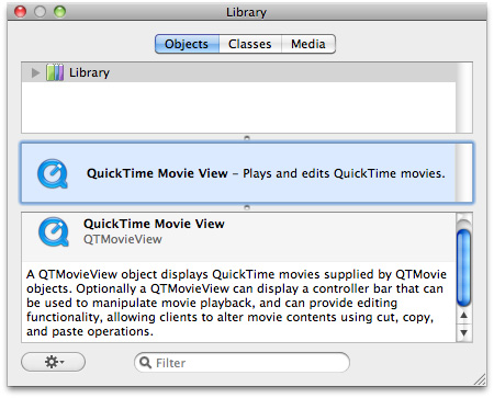 QuickTime Movie View control in the library