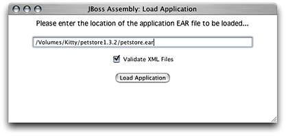 The Load Application window of the deployment tool