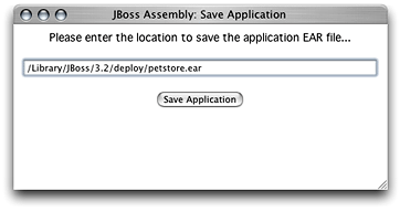 The Save Application window of the deployment tool