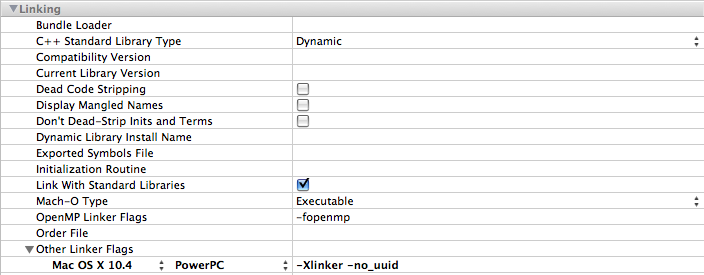 Figure 2 Other Linker Flags for Xcode 3.1