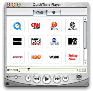 Mac OS X version of QuickTime Player with Aqua user interface