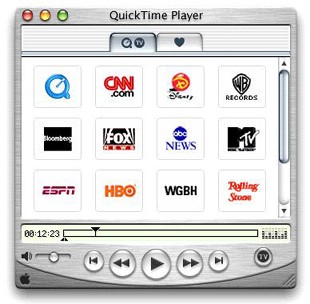 Mac OS X version of QuickTime Player with Aqua user interface