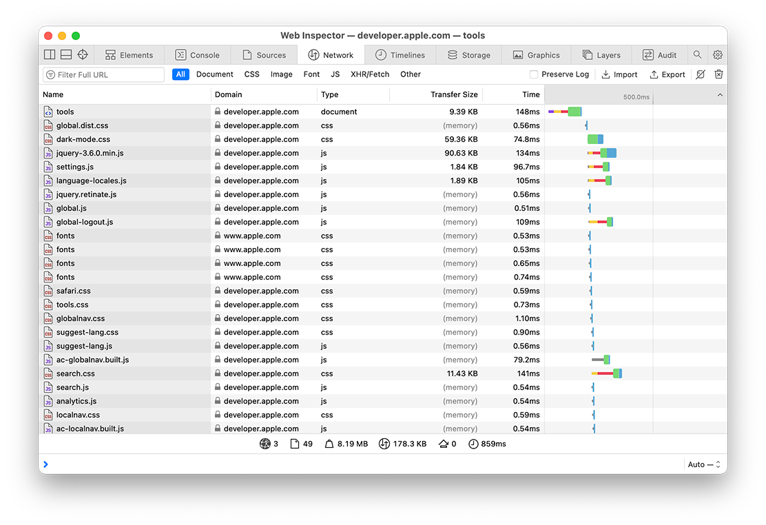 ios safari devtools