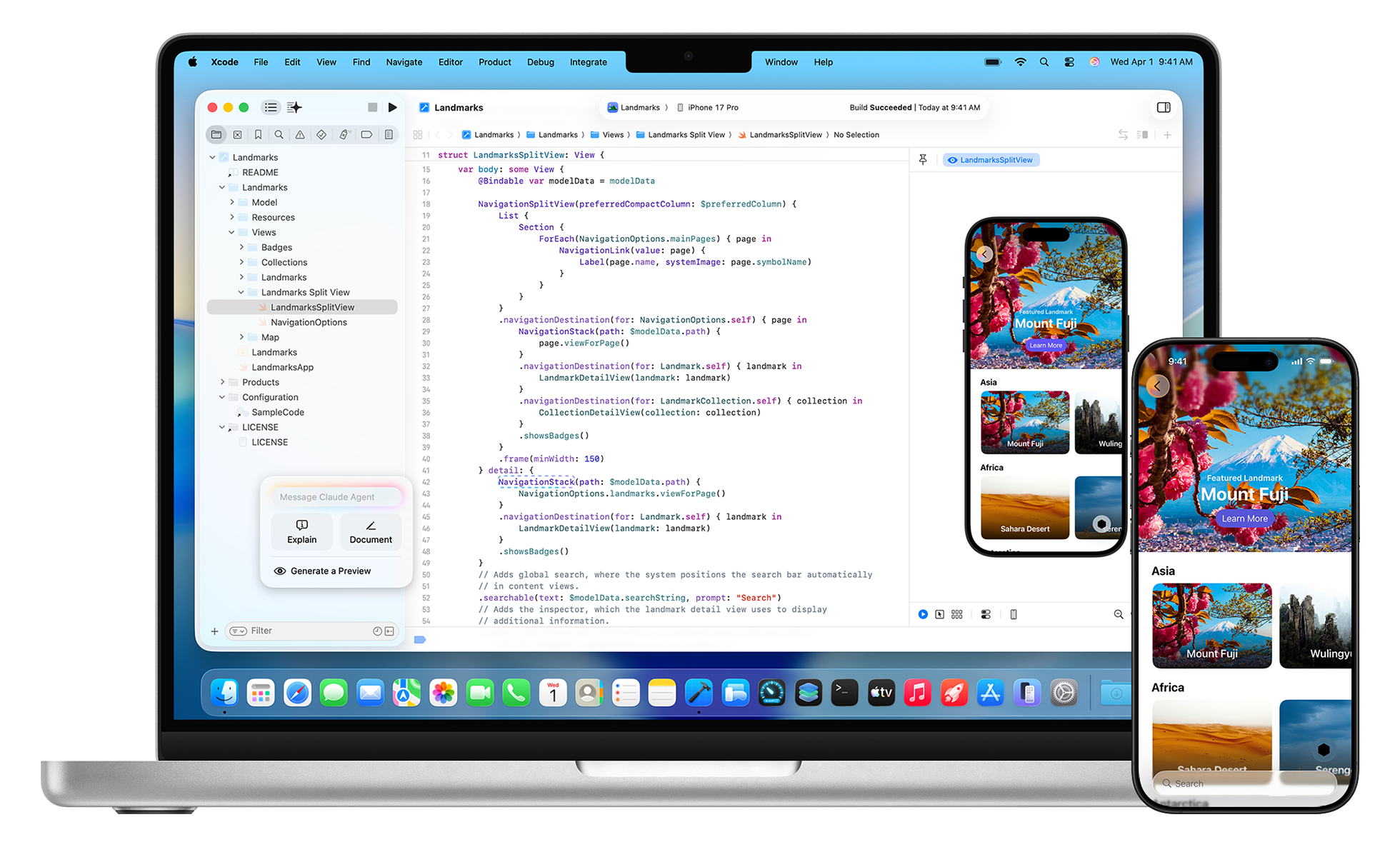 MacBook Pro와 iPhone.