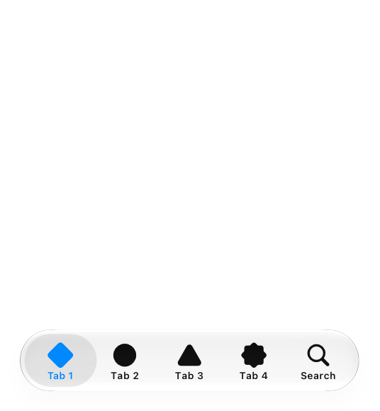 An illustration of a tab bar at the bottom of an iPhone screen. A tab for search appears as part of the tab bar.